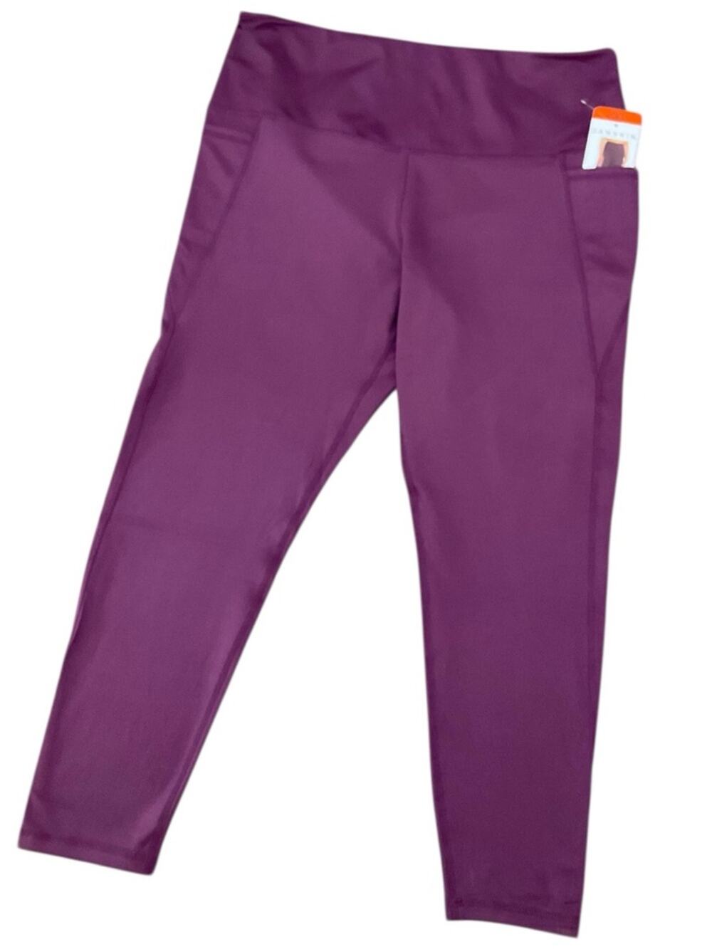 Danskin Women's Active Leggings Side Pockets Soft Italian Plum XXL NWT